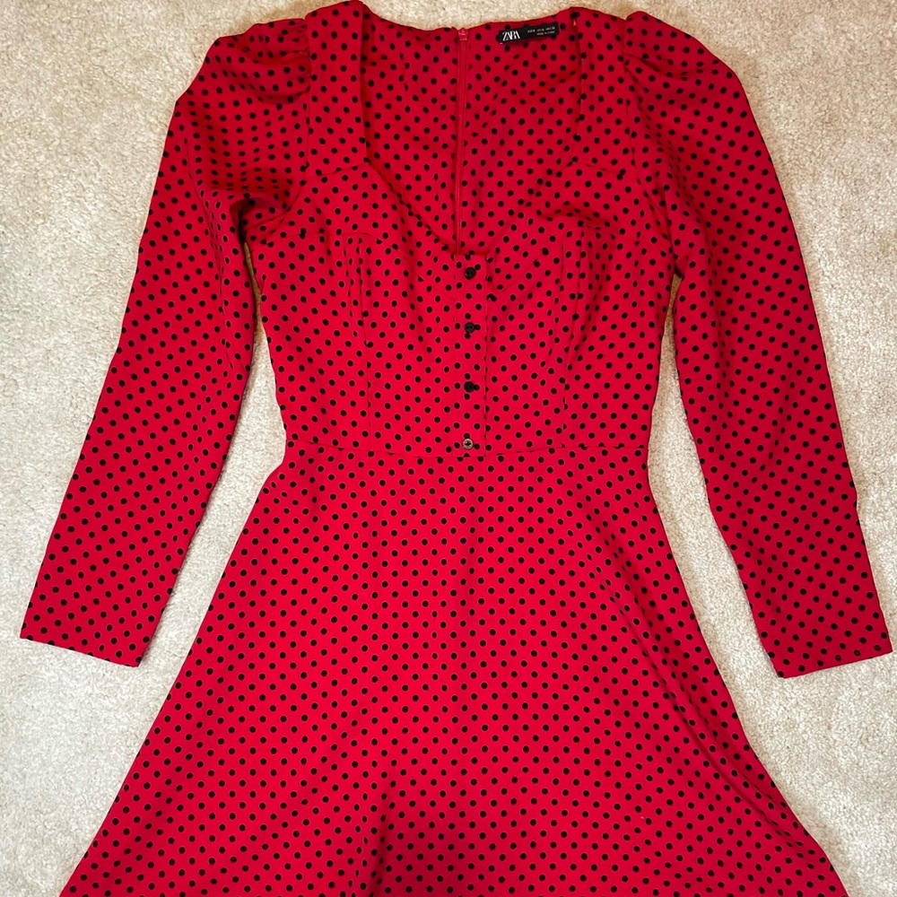 Zara red polka dot dress